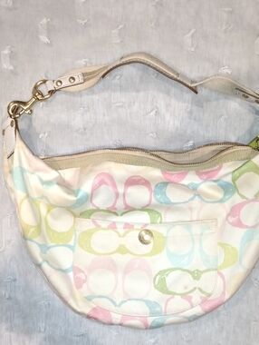 Coach Multicolor Pastel Print Hobo - White, Pink, Blue, Green, Yellow
